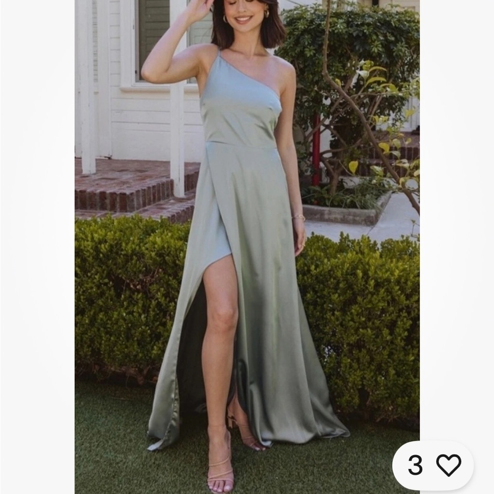 Show Me Your MuMu One-Shoulder Green Sage Shannon Dress